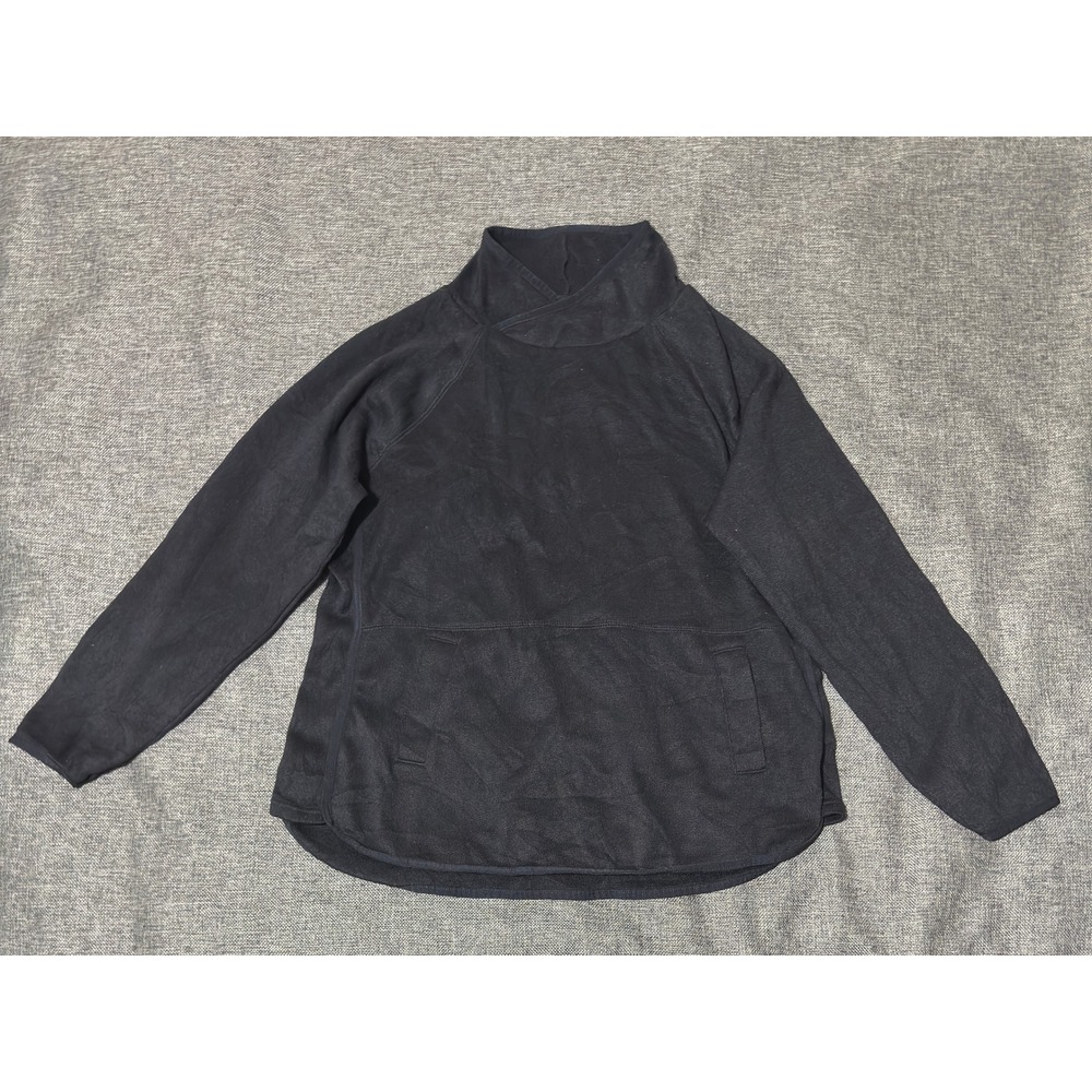 Tek Gear Womens XL Pullover Fleece Mock Neck Black Pocket